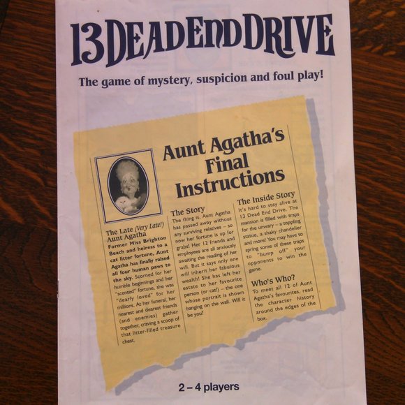 13 Dead End Drive murder-themed board game Milton Bradley 1993 Games Vintage Fun - Picture 7 of 16